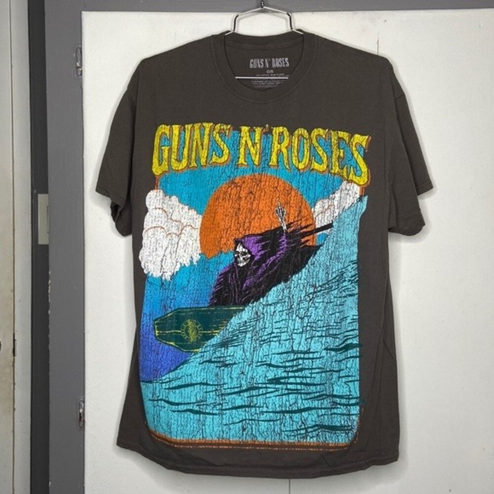 guns n roses womens t shirt one size up to Large skeleton grim reaper band